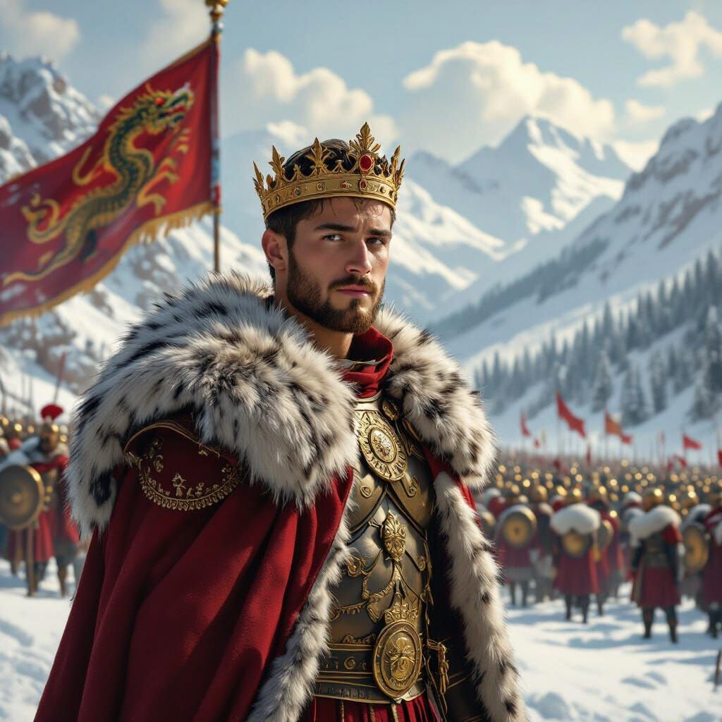 Young Roman Emperor Leading Army, Digital Art