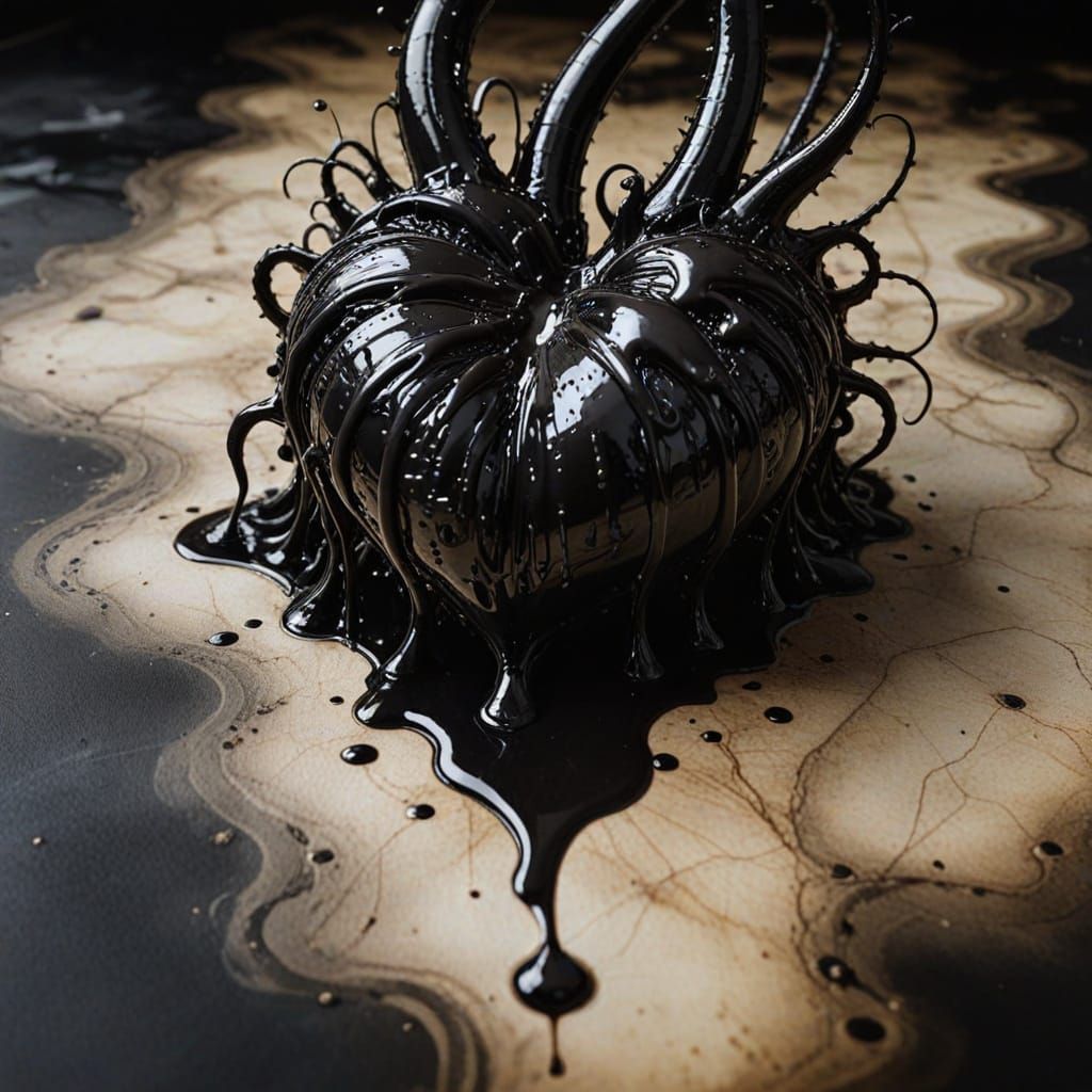 Ink Heart Confession in Surreal Bosch World