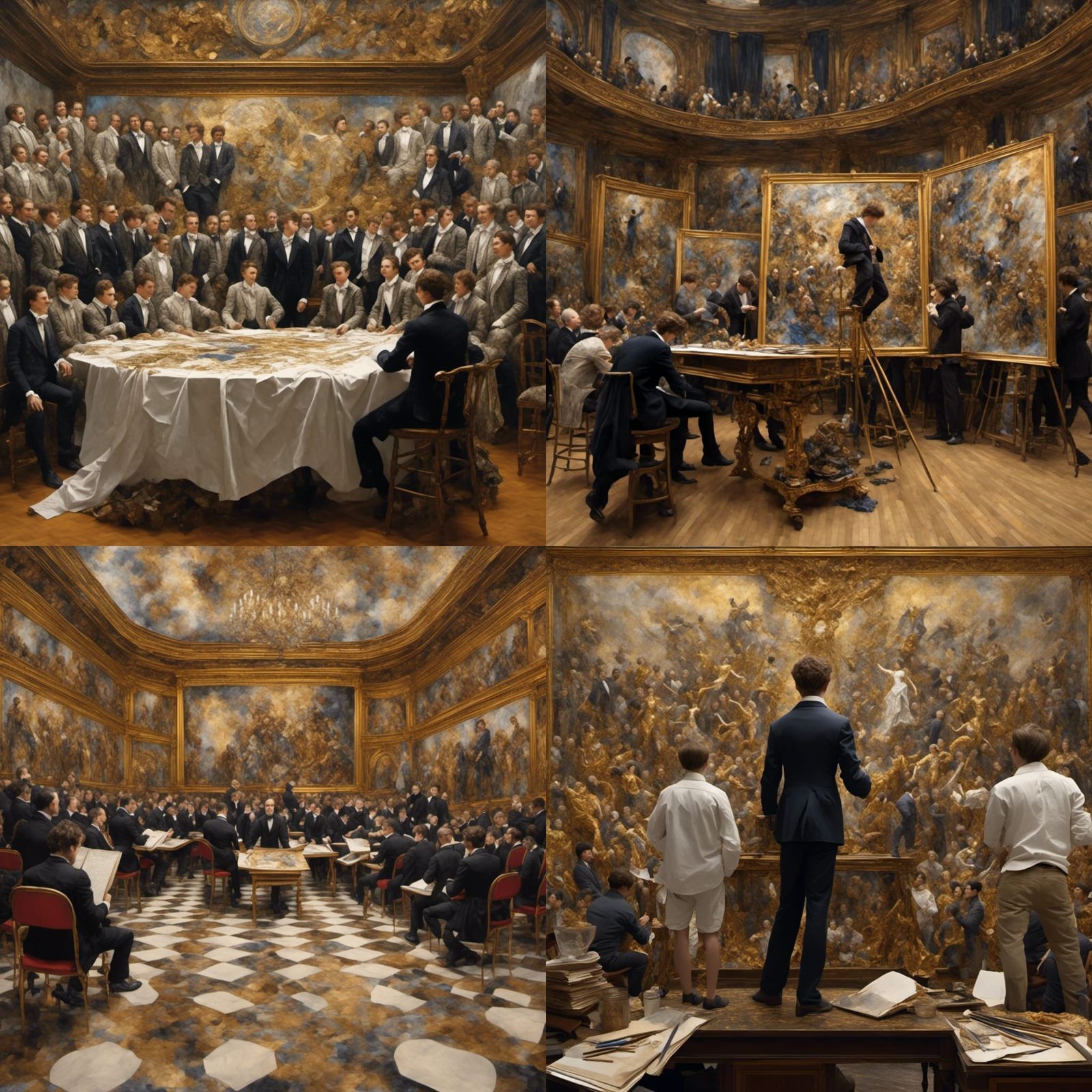 19th Century Art Class Oil Painting