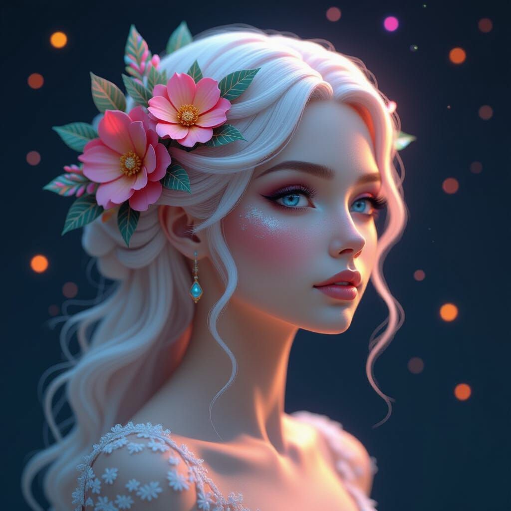 Bioluminescent Goddess in Surrealist Abstract Style