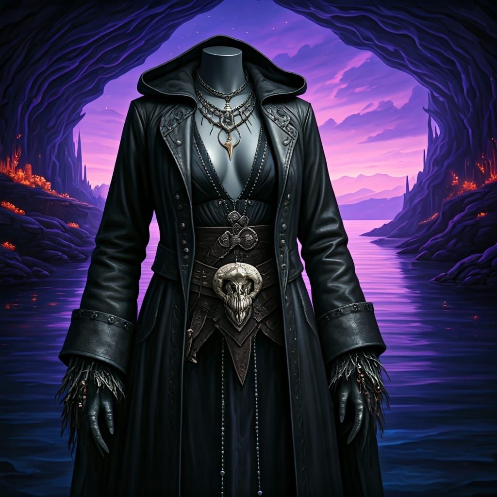 Drow Pirate Priestess Outfit on Mannequin