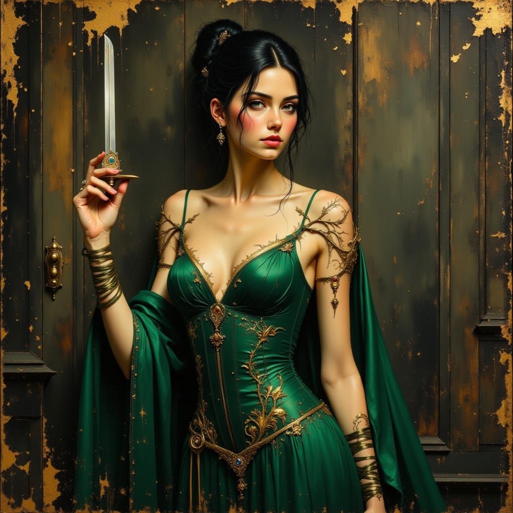 Elegant Duelist with Rapier in Chiaroscuro Style