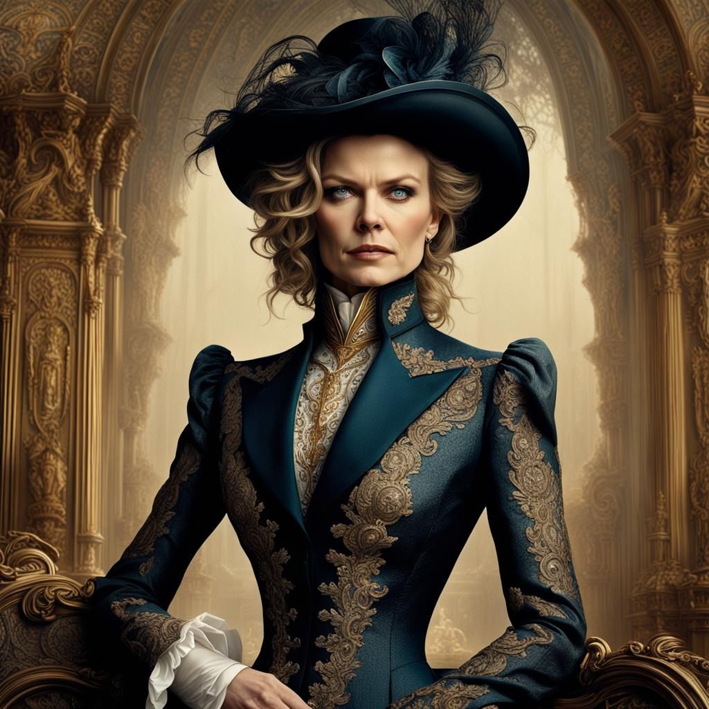 Victorian Medallion Portrait Fusion: Pfeiffer and Kidman