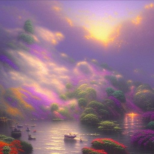 Ethereal Clouds in a Misty Fantasy Landscape