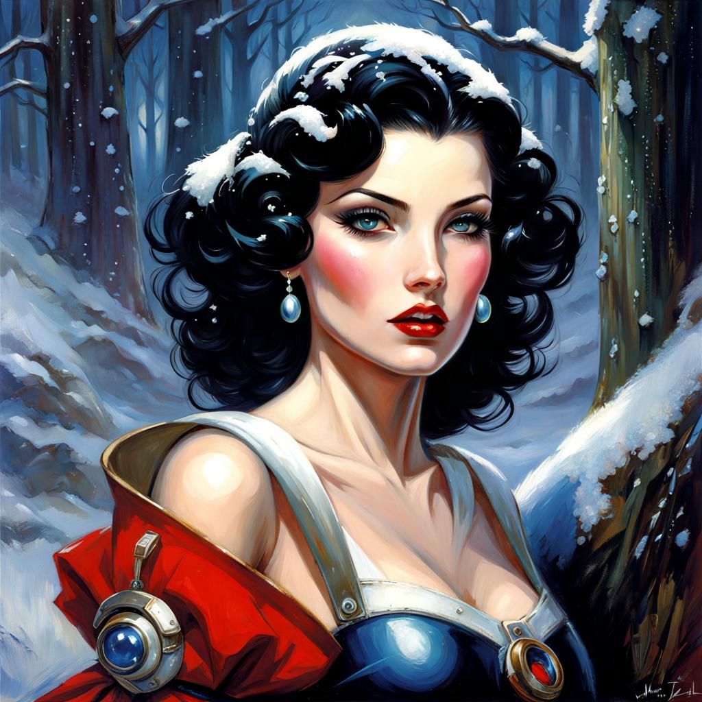 Futuristic Snow White with Punk Aesthetic