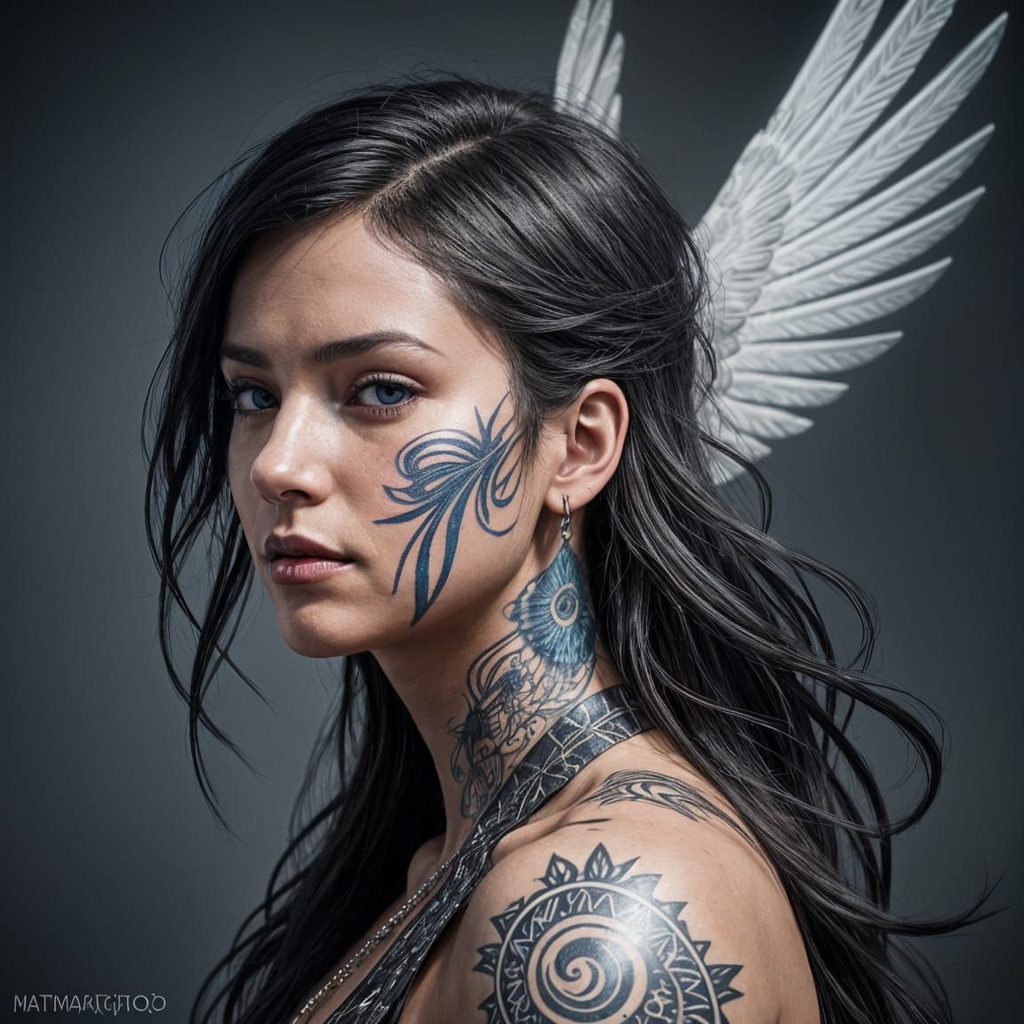 Winged Latina Portrait in Dynamic Lighting