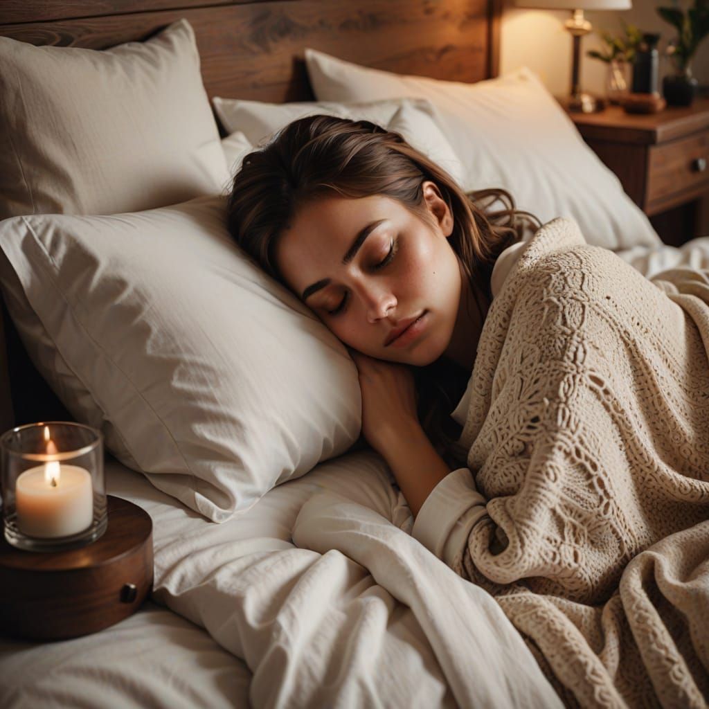 Realistic Digital Art: Sleeping 24-Year-Old Woman