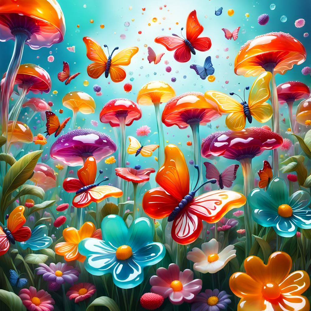 Jelly Garden: Hyperrealistic Splash Art