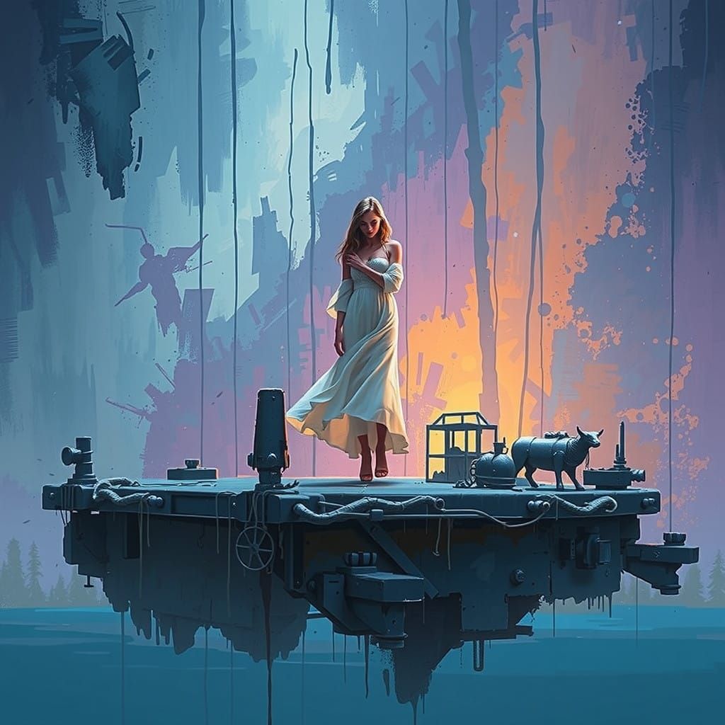 Ethereal Figure on Distressed Stage