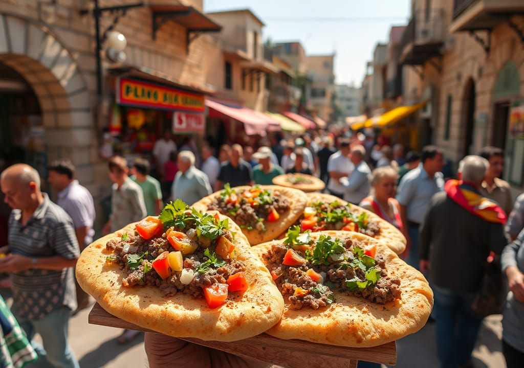 Sfiha in a virtual world in Gaza (Flux Schnell)