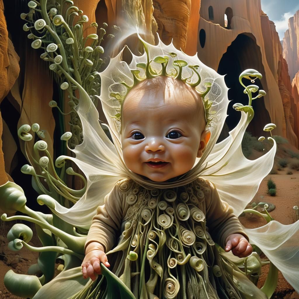 Whimsical Desert Baby in Dreamlike Surrealism
