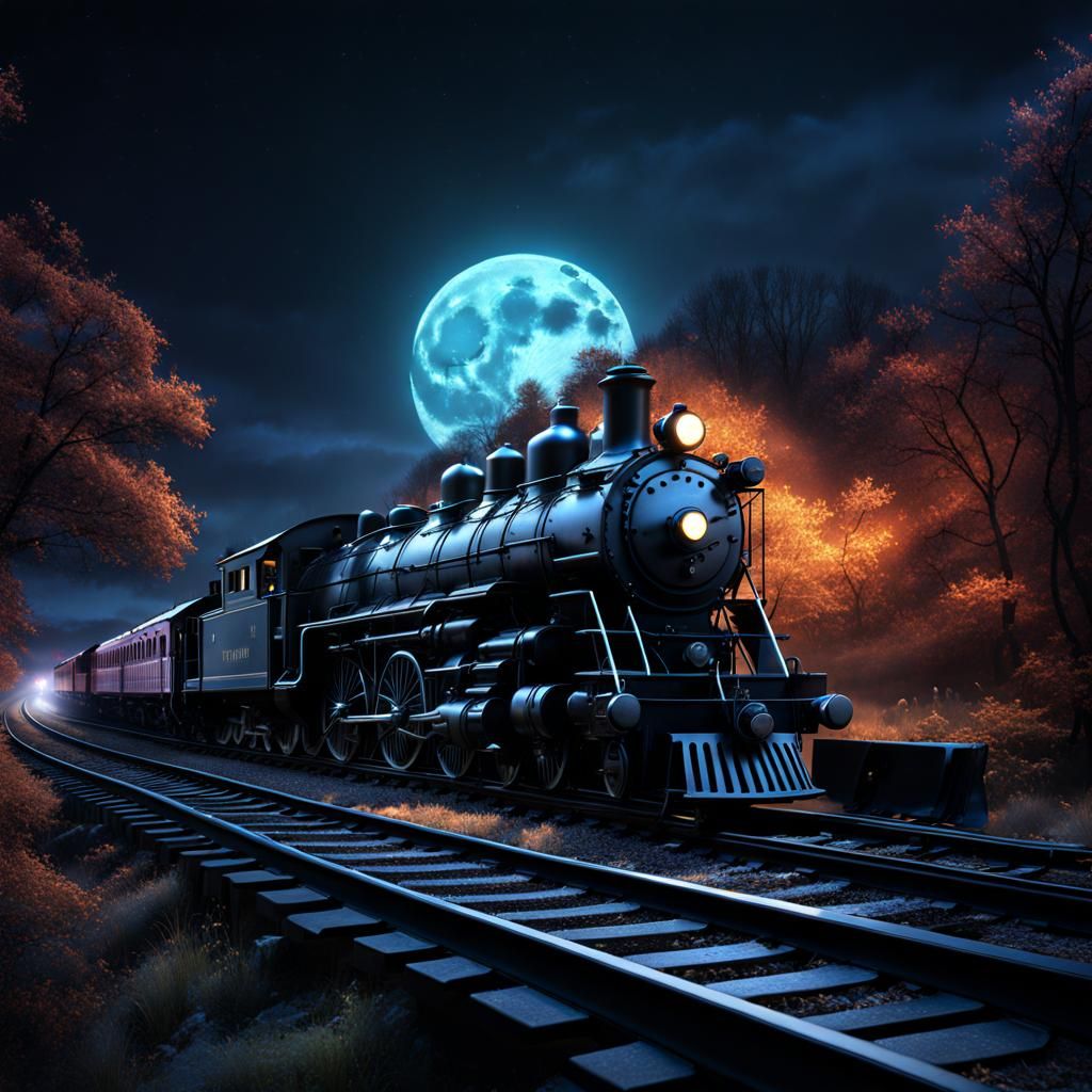 Moonlit Ghostly Locomotive Train Ride