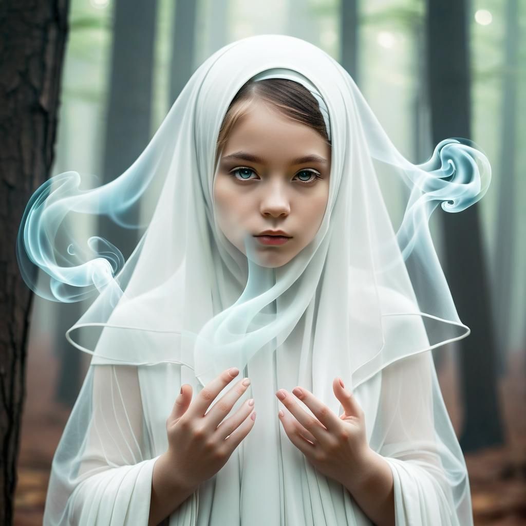 Ethereal Smoke Ghost Portrait in Fantasycore Style