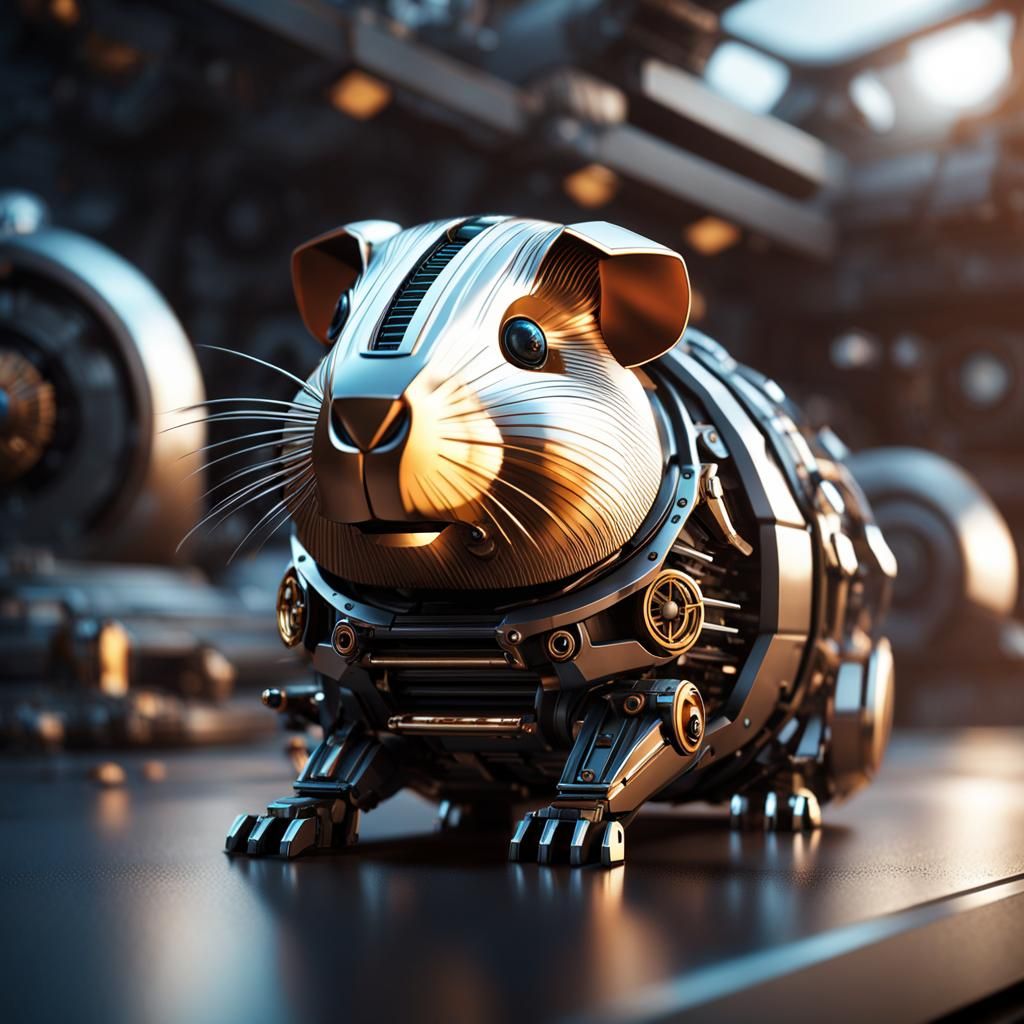 Futuristic Metal Guinea Pig in Sci-Fi Scene