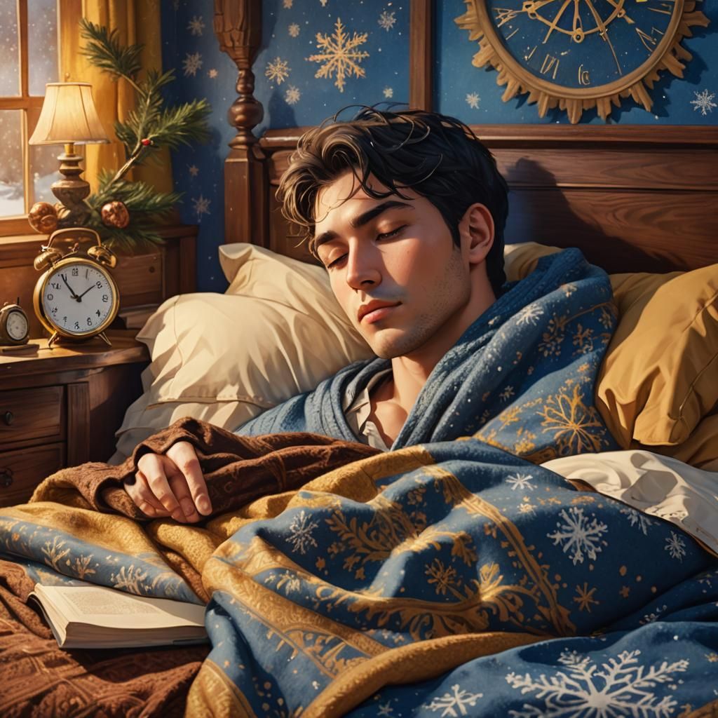 Serene Dreamscape in Chestnut Bedroom, Digital Art