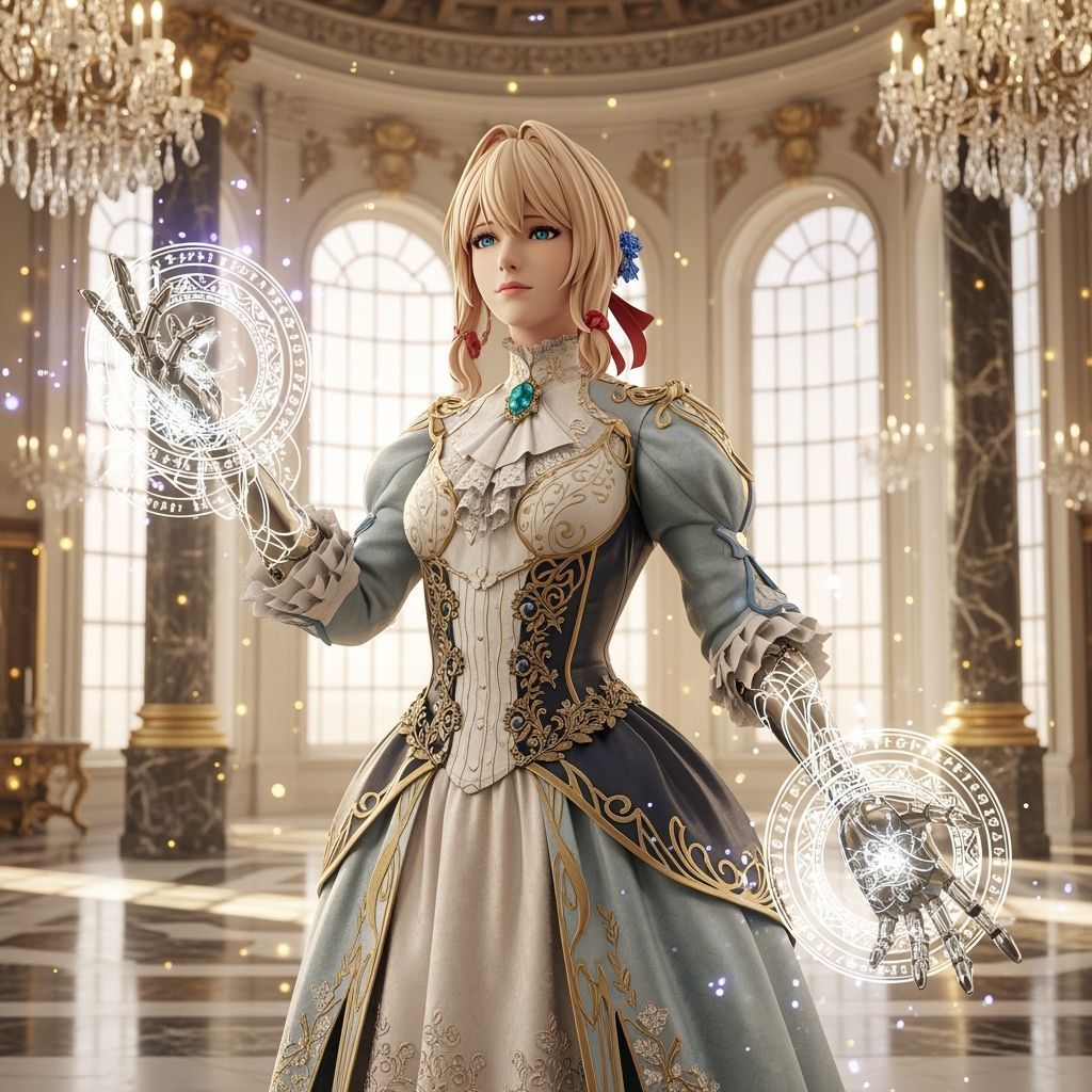 Ethereal Victorian Woman with Magical Metal Hands