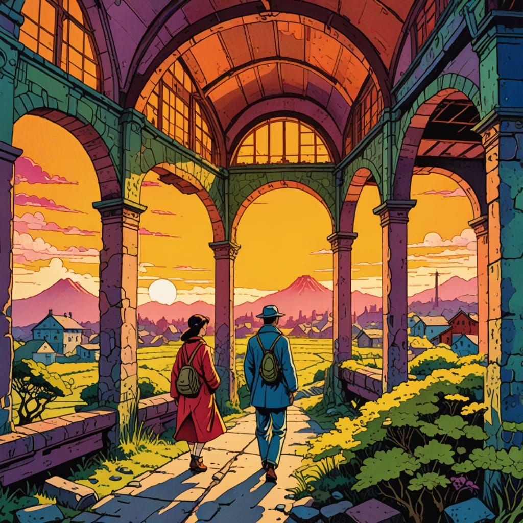 Exploring Abandoned Factory in Comic Book Style