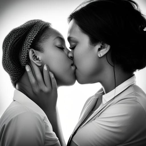 Lesbian Couple Share a Tender Moment of Love