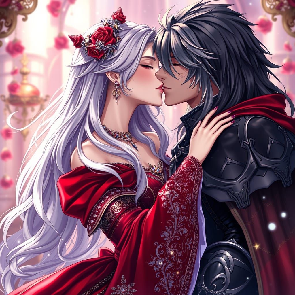 Royal Couple's Kiss in Magical Concept Art