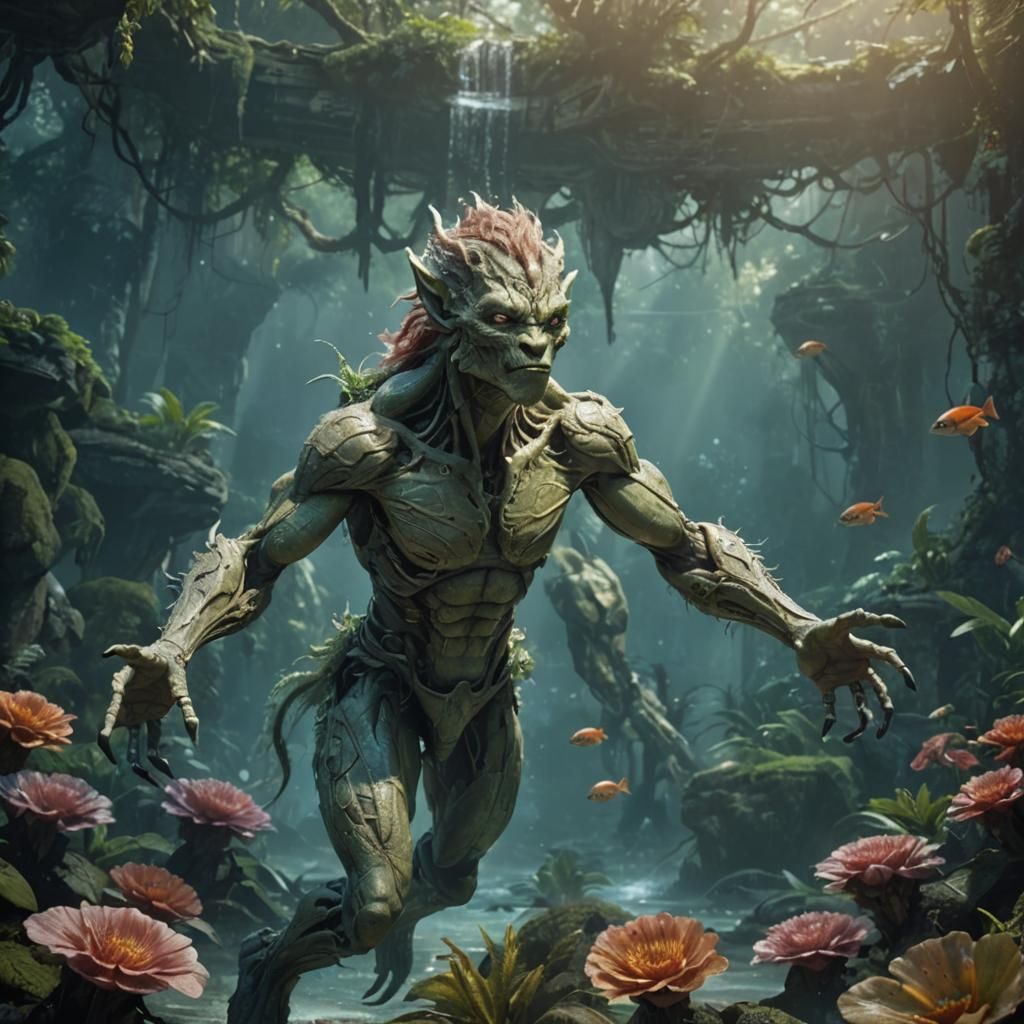 Intriguing Humanoid Creature with Chiseled Features