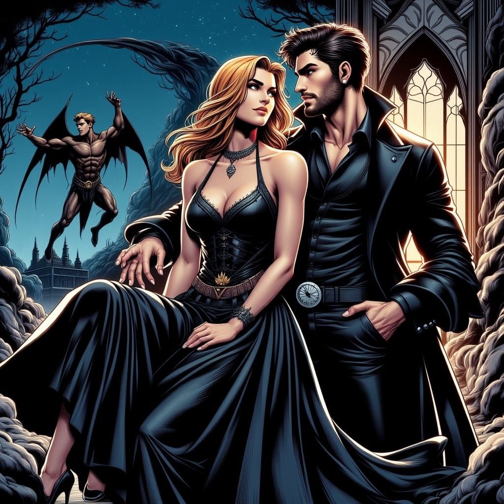 Fantasy Couple in Comic Style