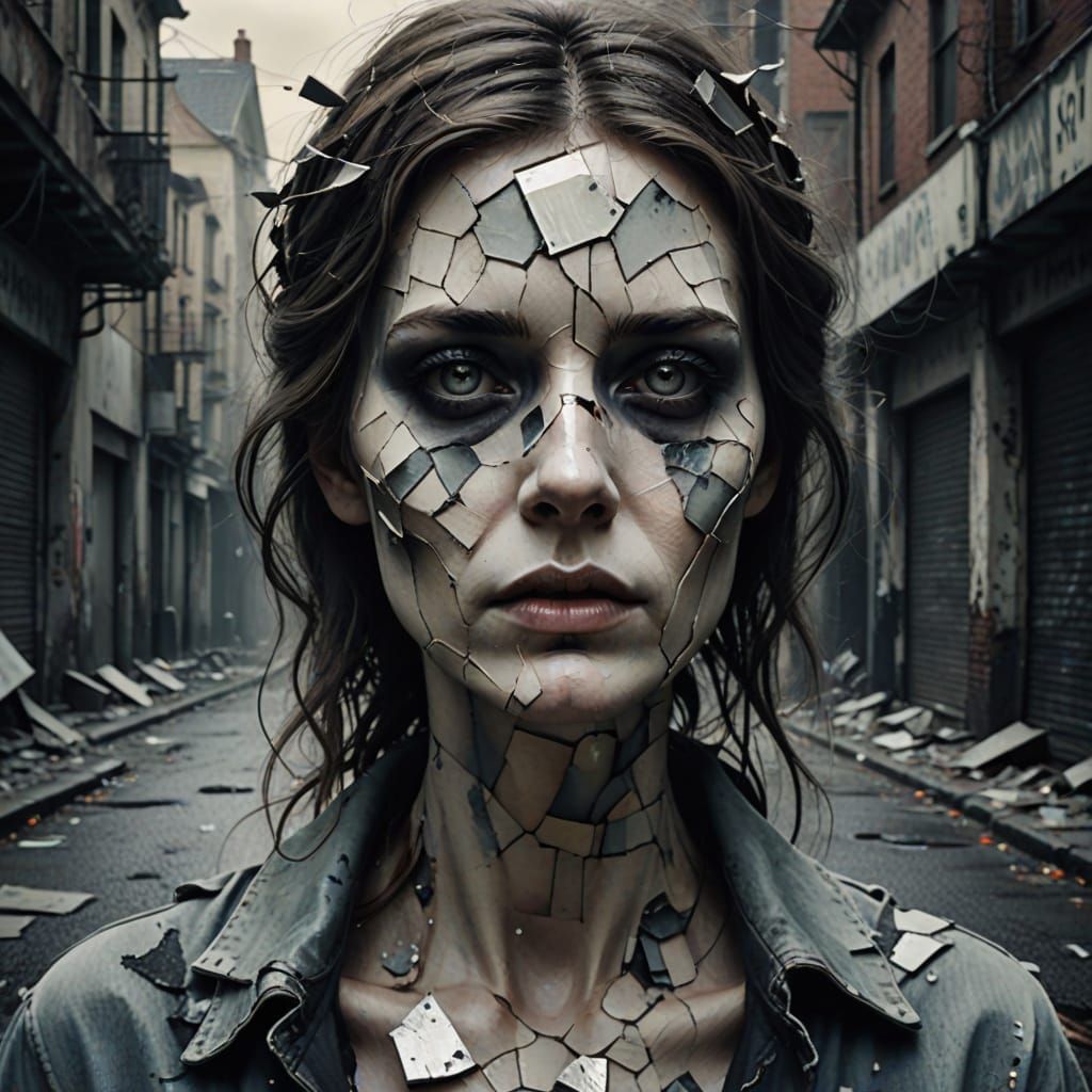 Surreal, Shattered Beauty in a Fractured Cityscape