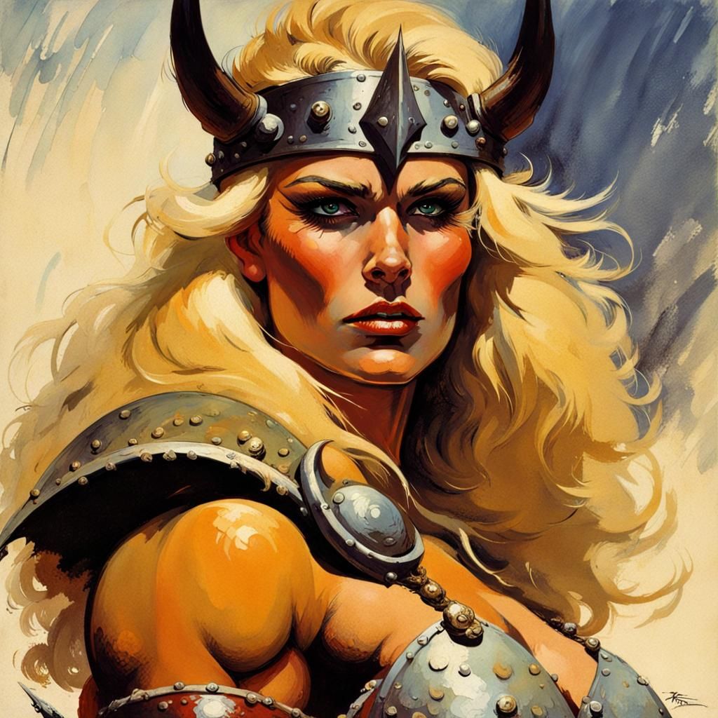 Confident Blonde Barbarian Woman as Fantasy Art