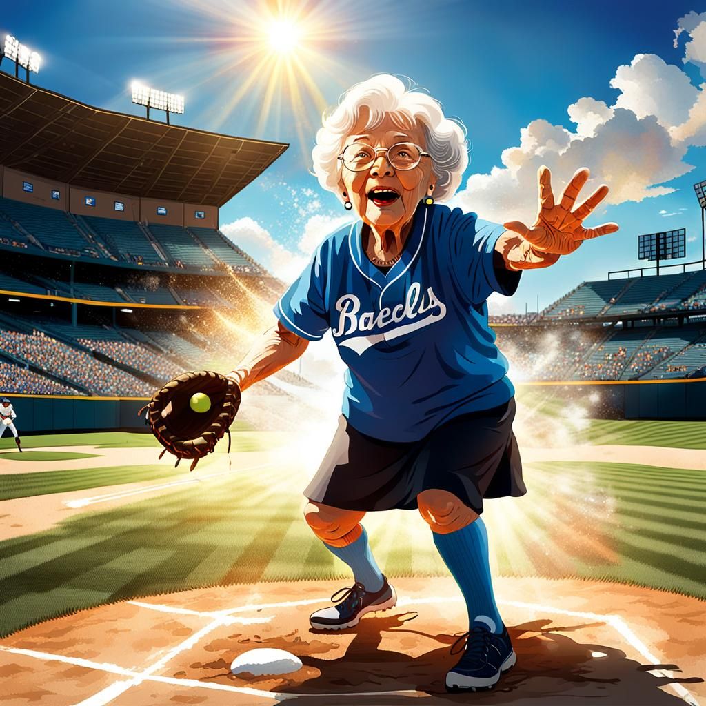 Bad Grandma's Baseball Pitch: A Digital Splash Art
