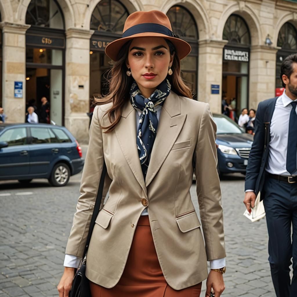 Elegant Turkish Woman in Preppy Style