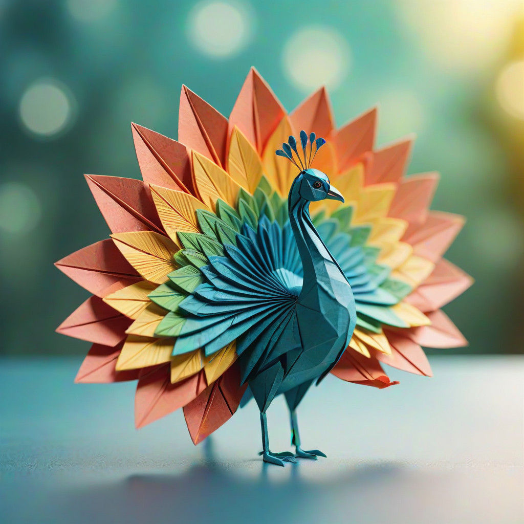 Hyper-Realistic Origami Art of a Delicate Peacock