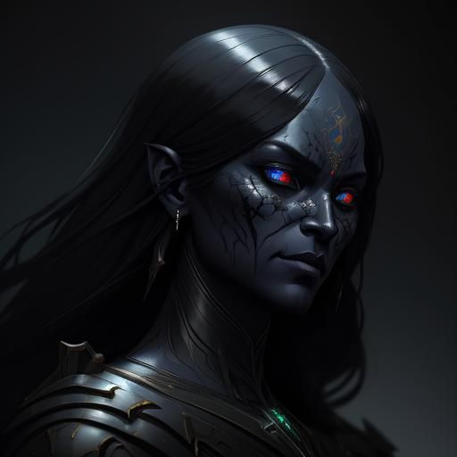 Dark Shadow Demon Portrait in Hyperdetailed Digital Art