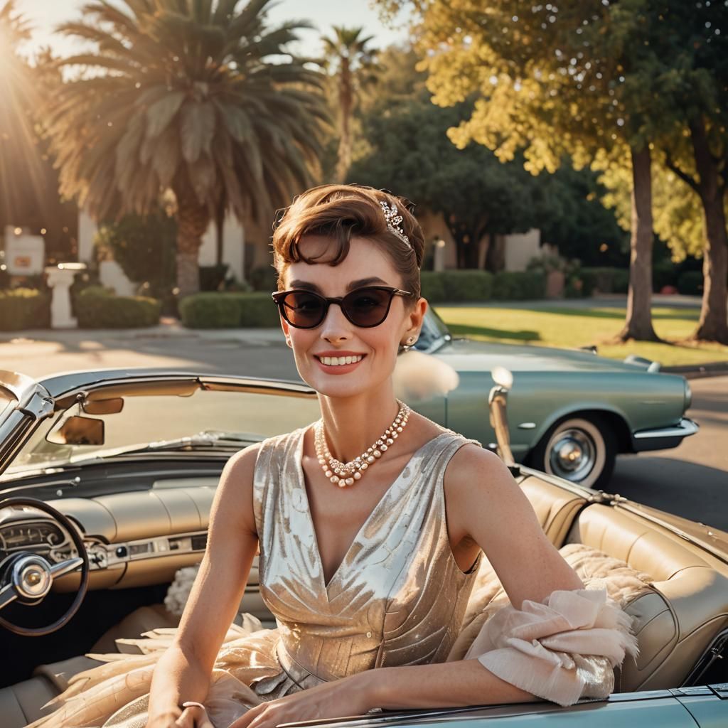 Hollywood Glamour Portrait of Woman in Thunderbird