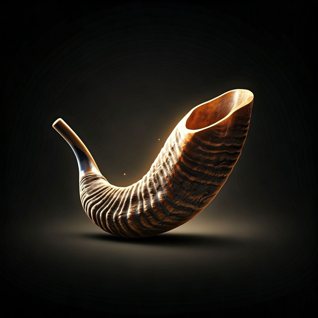 Shofar of Light on Black Background