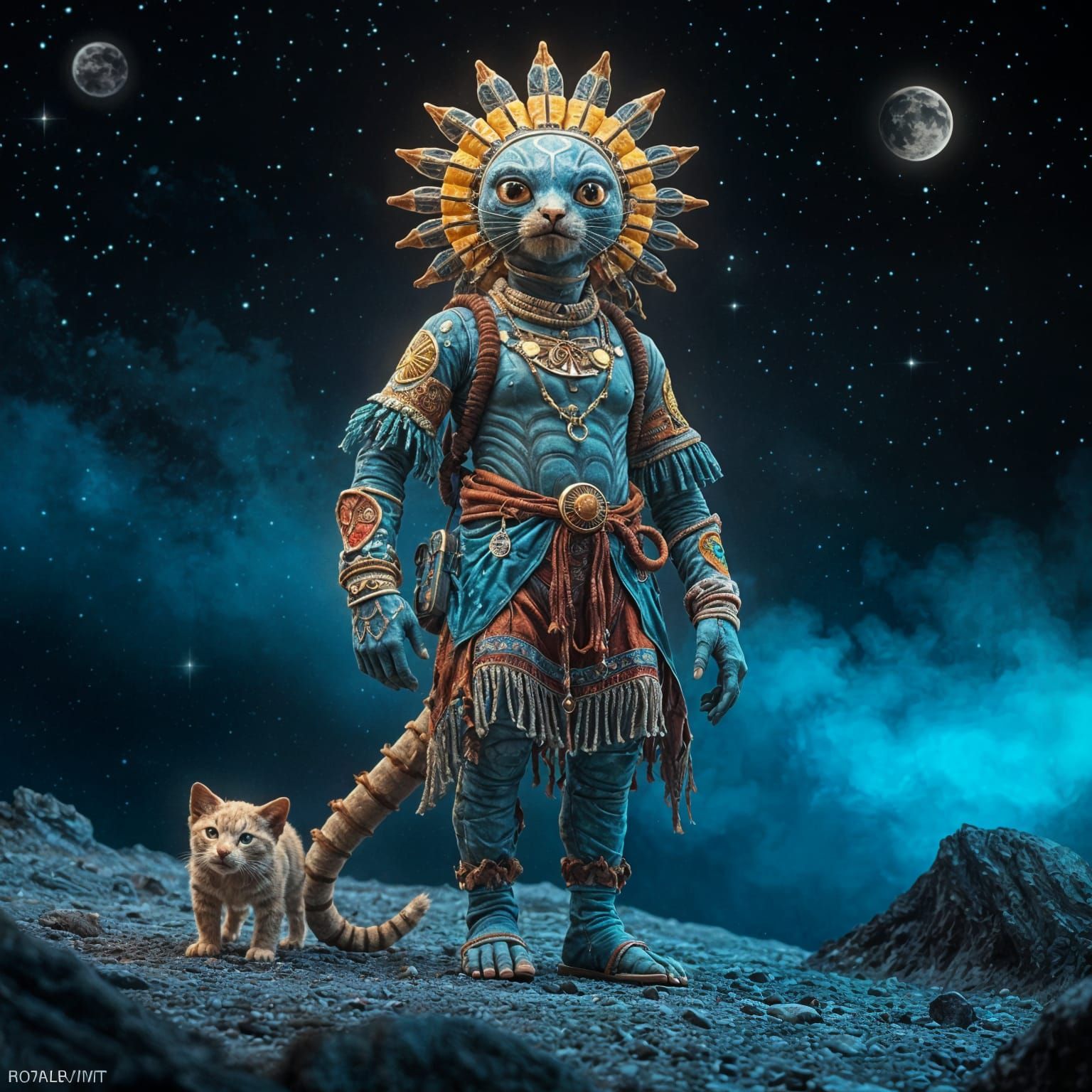 Luminescent Alien in Futuristic Tribal Scene