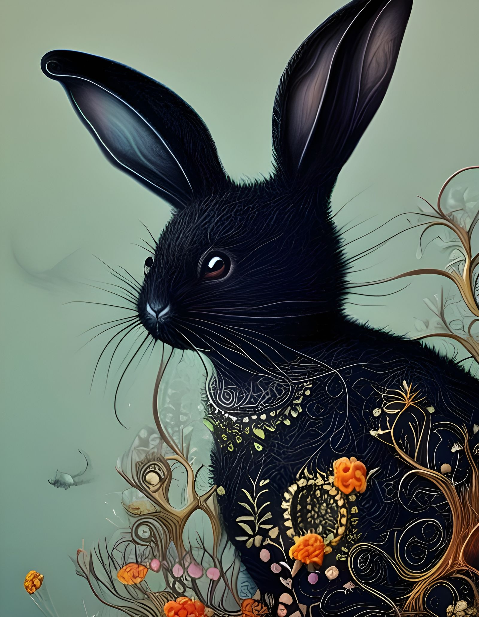 cute black rabbit