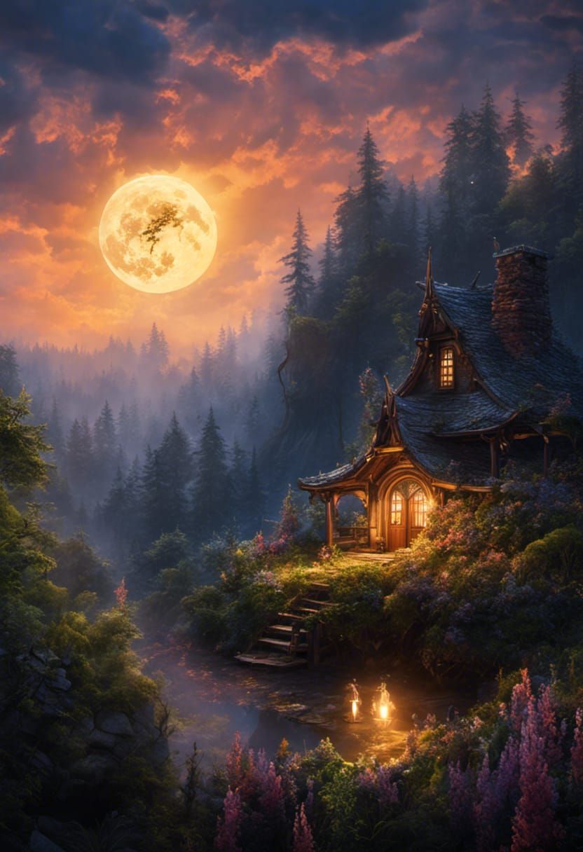 Child Holds Moon in Burtonesque Halloween Fantasy