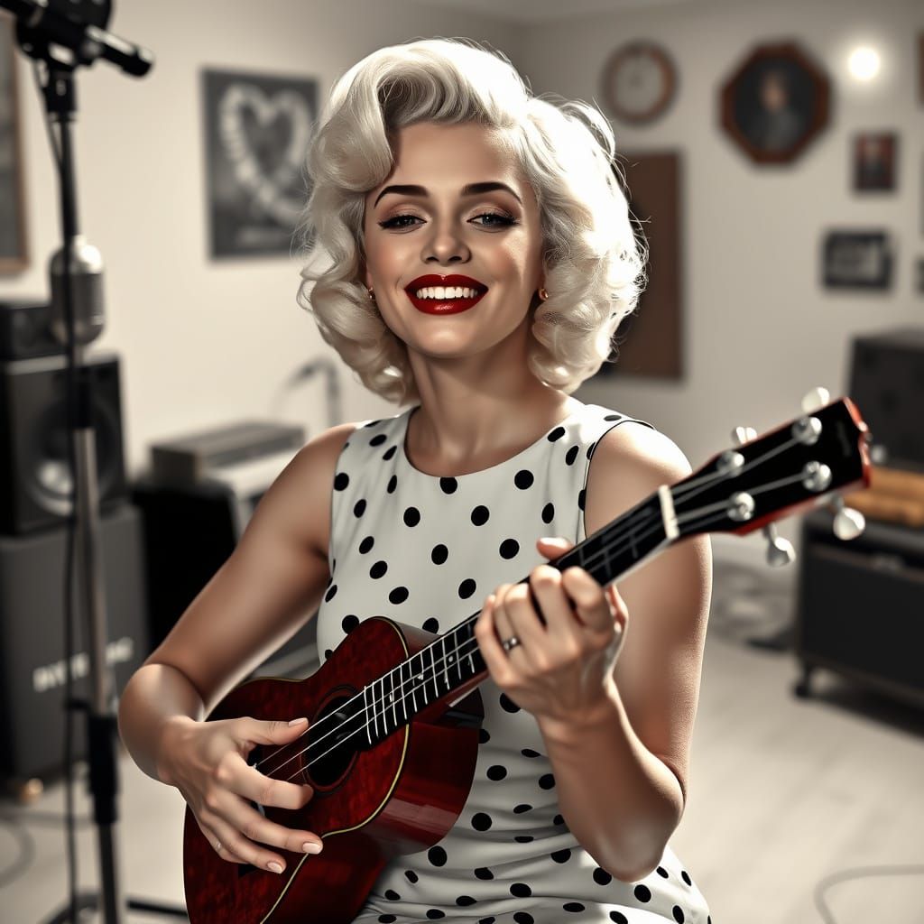 A striking black and white portrait photograph captures Mari...