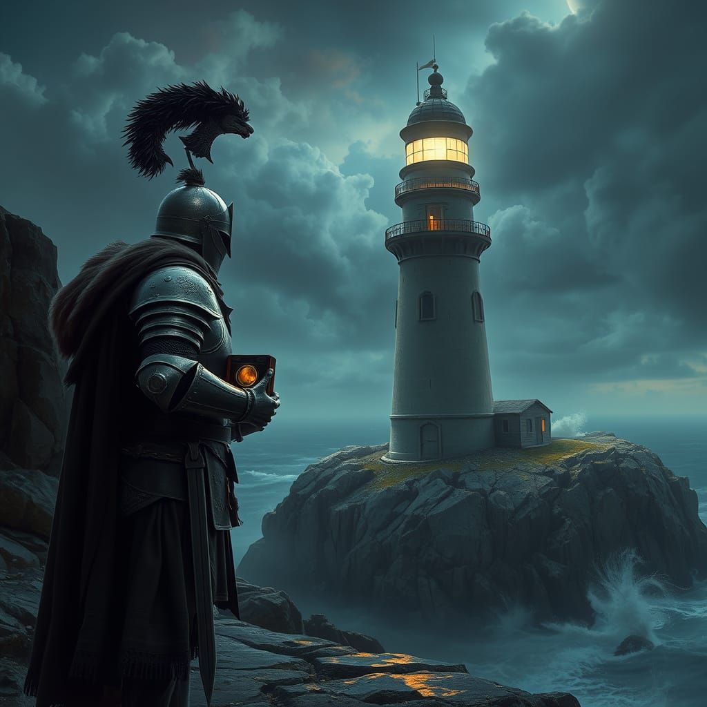 Knight and Lighthouse Matte Painting