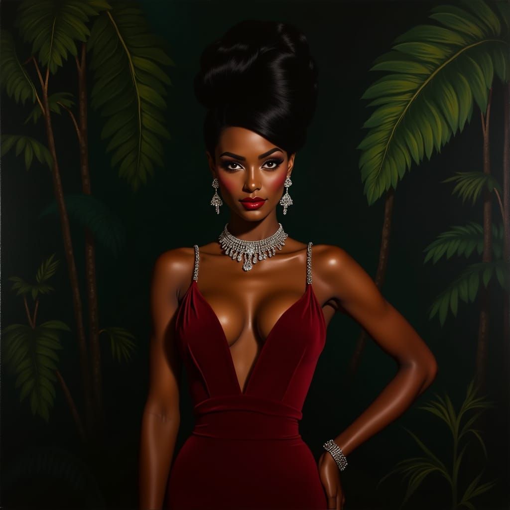 Glamorous Model in Jungle, McGinnis Style