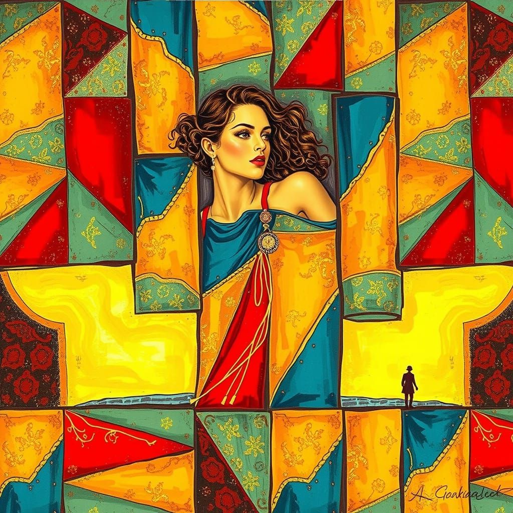 Exotic, Opulent Queen Reigns in Lavish, Surreal Landscape