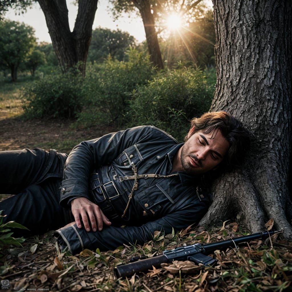 Sardinian Bandit Slumbers Under Sunset Glow