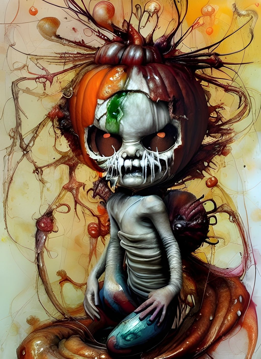 Chibi Pumpkin Head Halloween Art
