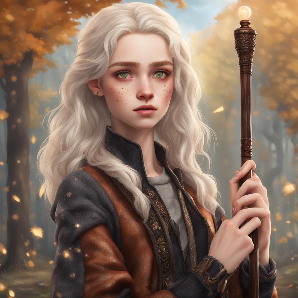 Young Woman with Magical Cane, Fantasy Portrait