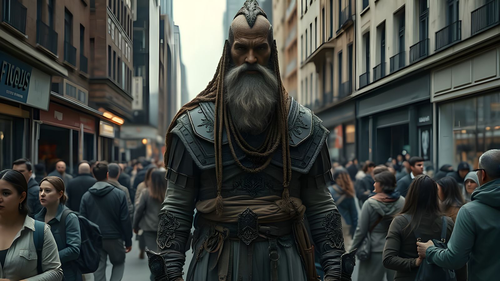 Hyperrealistic Giant Amongst Average People