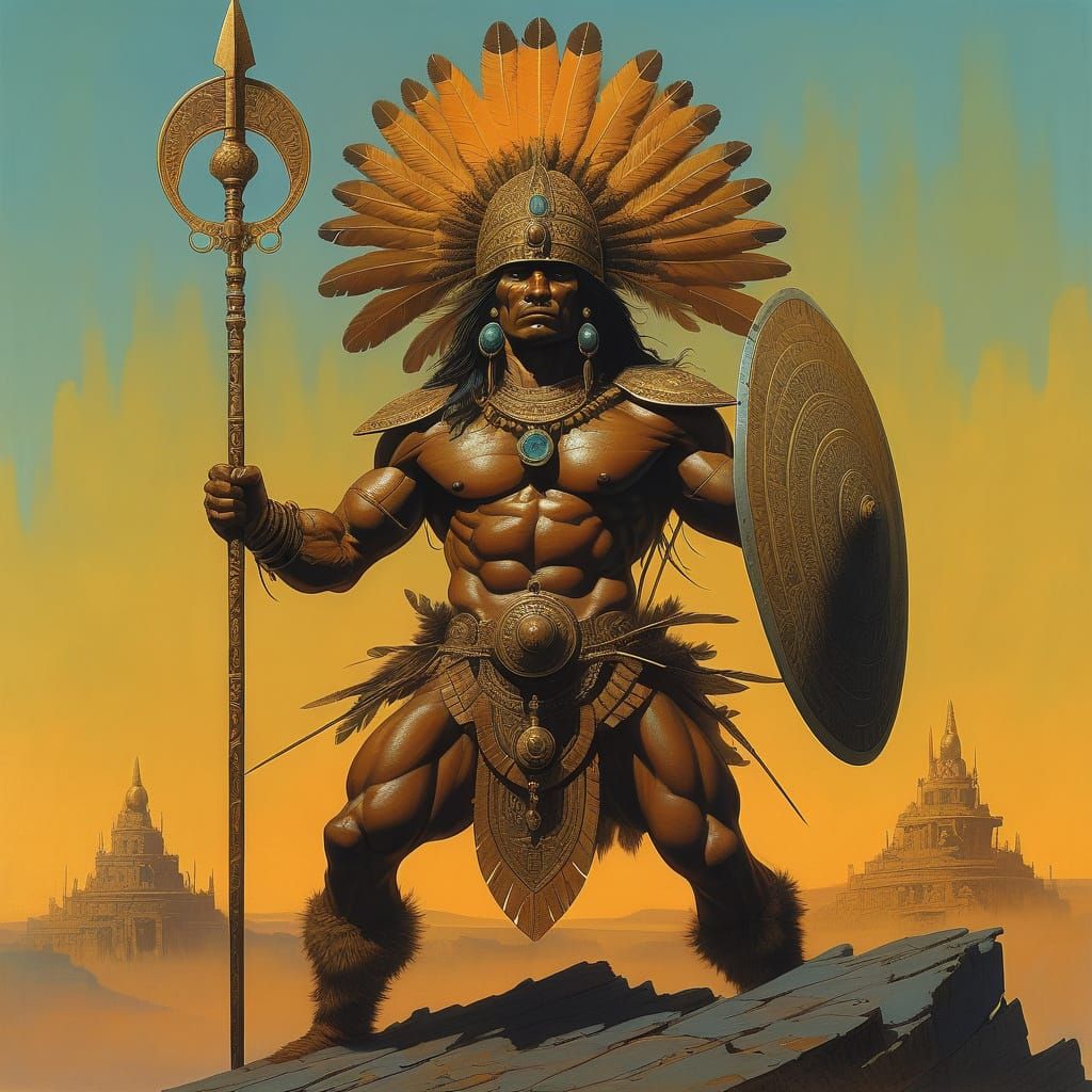 Majestic Warrior in Ancient Ruins