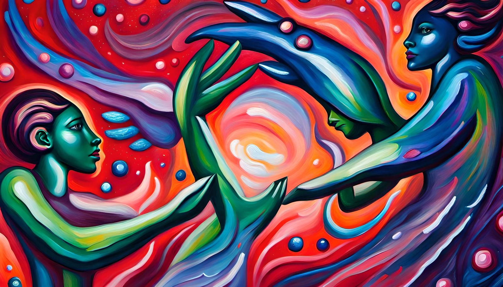 Cosmic Star Beings in Dreamy Iridescent Impasto Style