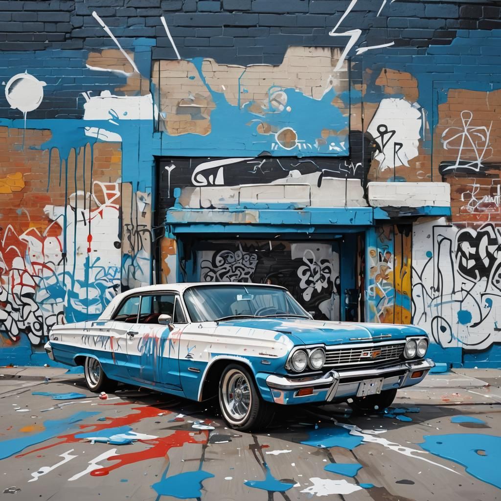 Classic '63 Chevy Impala in Graffiti Art Style