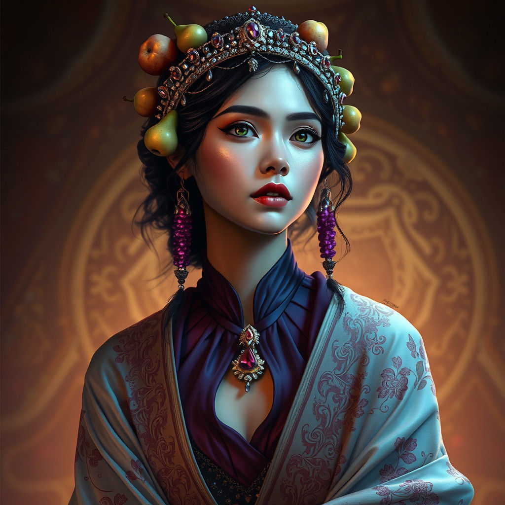 Ananda Portrait in Mystical Realism and Ornate Style