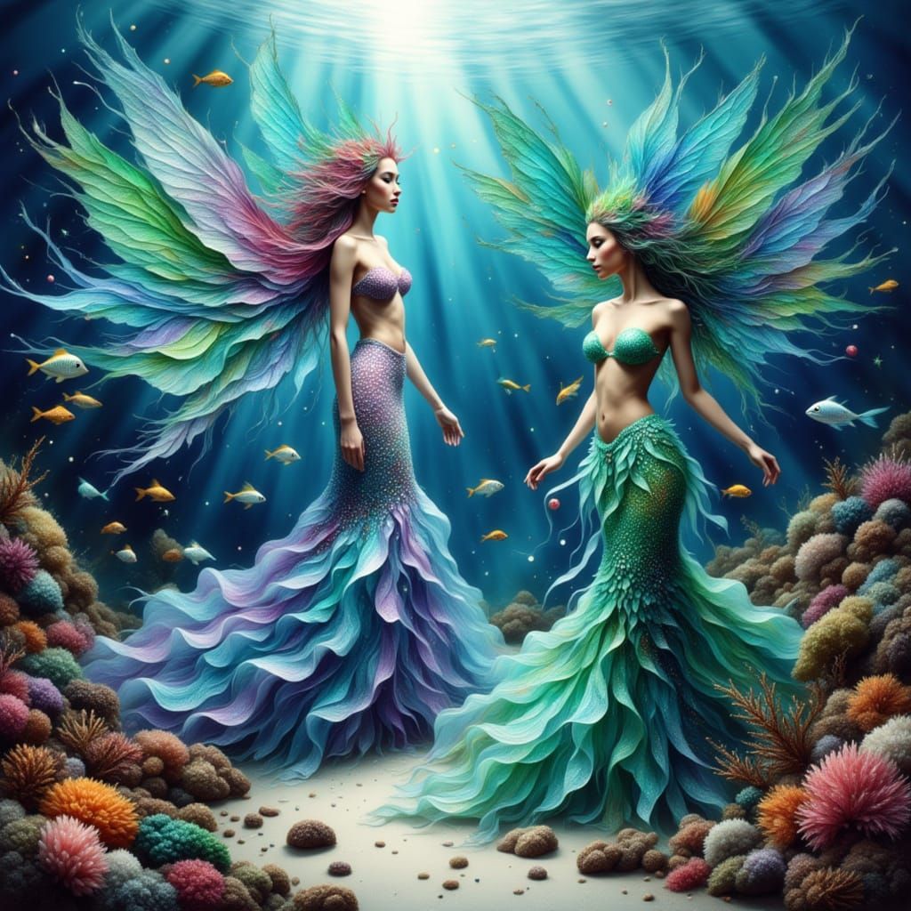 Underwater Runway Show with Mermaid Models