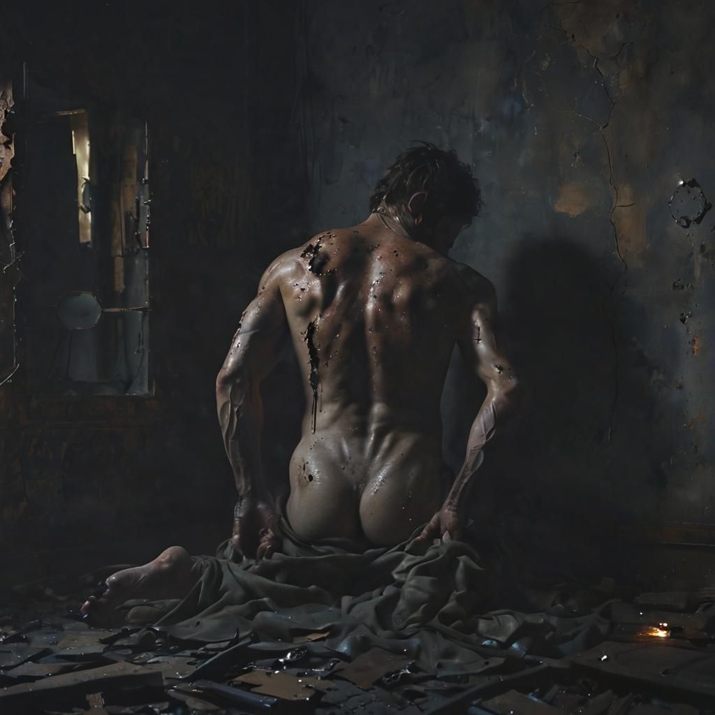 Abandoned Asylum Shadows in Gustave Doré Oil Style